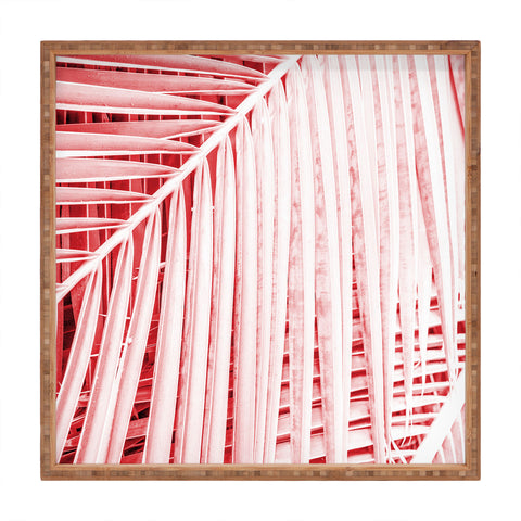 Mambo Art Studio Palm Leaves Living Coral Square Tray