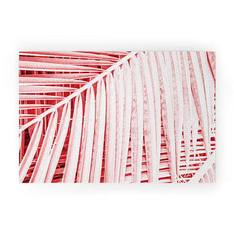 Mambo Art Studio Palm Leaves Living Coral Welcome Mat