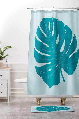 Mambo Art Studio Paper Monstera Shower Curtain And Mat