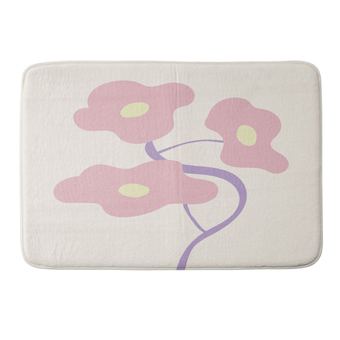 Mambo Art Studio Pastel Pink Bouquet Memory Foam Bath Mat