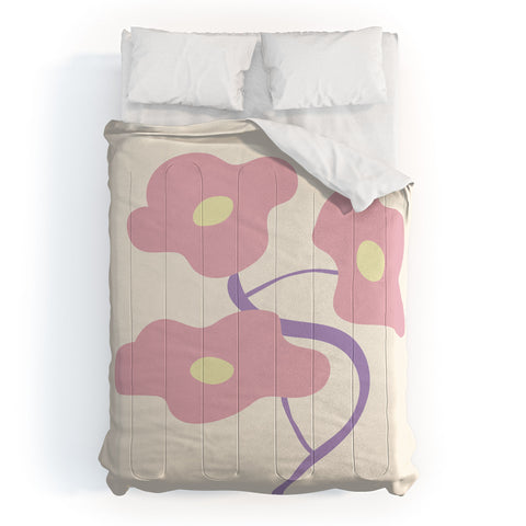 Mambo Art Studio Pastel Pink Bouquet Comforter