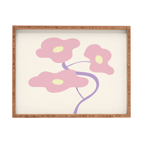 Mambo Art Studio Pastel Pink Bouquet Rectangular Tray