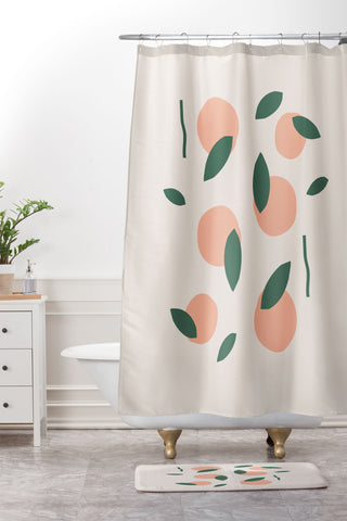 Mambo Art Studio Peaches and Oranges Shower Curtain And Mat