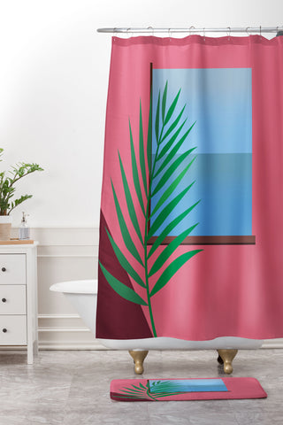 Mambo Art Studio Pink View Shower Curtain And Mat