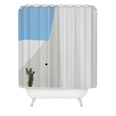 Mambo Art Studio Santorini Illustration Shower Curtain