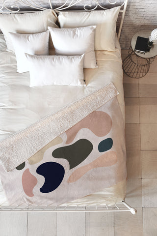 Mambo Art Studio Shape Study Neutrals Fleece Throw Blanket