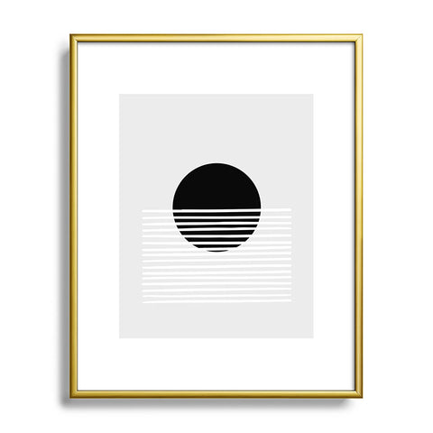 Mambo Art Studio Sunset Monochrome Metal Framed Art Print