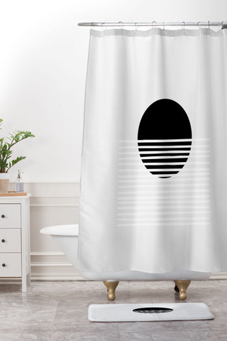 Mambo Art Studio Sunset Monochrome Shower Curtain And Mat