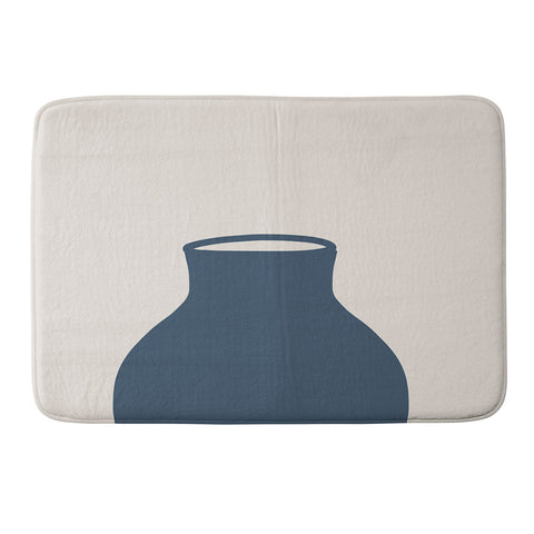 Mambo Art Studio Terracota Blue Vase Memory Foam Bath Mat