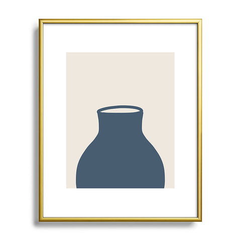 Mambo Art Studio Terracota Blue Vase Metal Framed Art Print