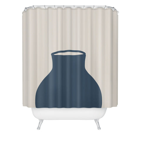 Mambo Art Studio Terracota Blue Vase Shower Curtain