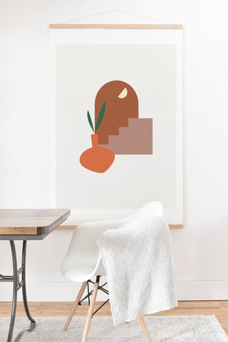 Mambo Art Studio Terracota Minimal Vase Art Print And Hanger