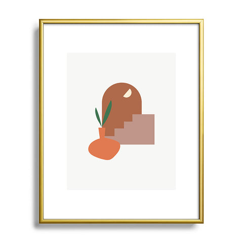 Mambo Art Studio Terracota Minimal Vase Metal Framed Art Print