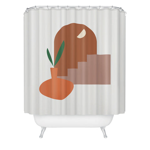 Mambo Art Studio Terracota Minimal Vase Shower Curtain