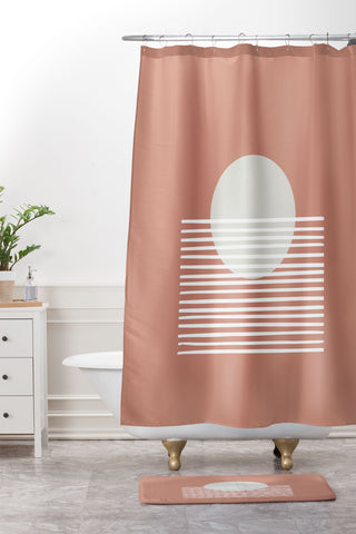 Mambo Art Studio Terracota Sunset Shower Curtain And Mat