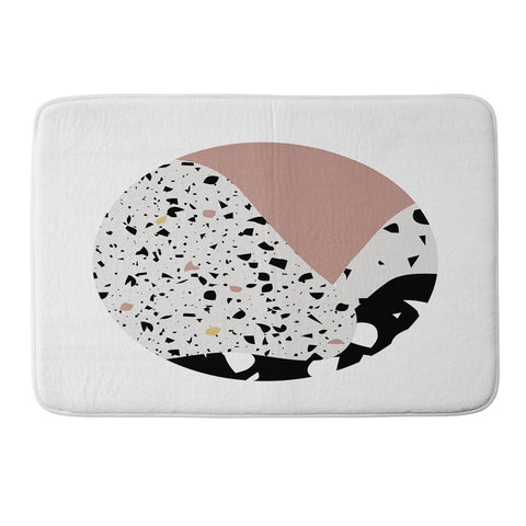 Mambo Art Studio Terrazzo in Pink Circle Memory Foam Bath Mat