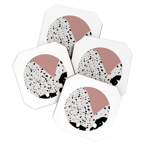 Mambo Art Studio Terrazzo in Pink Circle Coaster Set