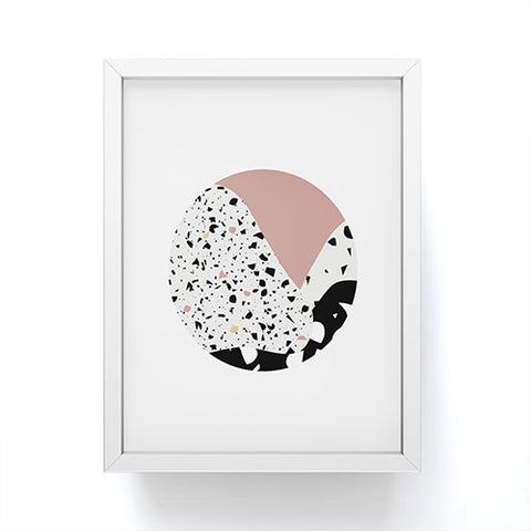 Mambo Art Studio Terrazzo in Pink Circle Framed Mini Art Print