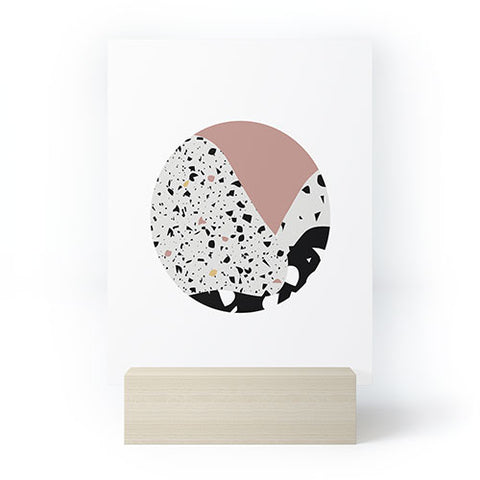 Mambo Art Studio Terrazzo in Pink Circle Mini Art Print