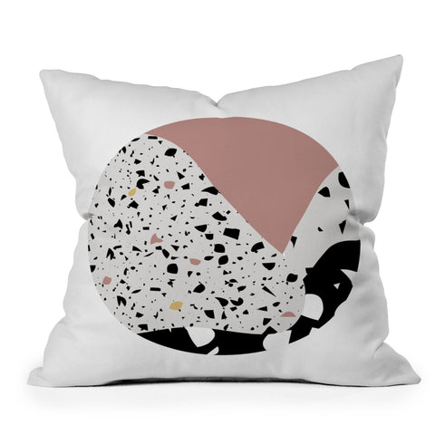 Mambo Art Studio Terrazzo in Pink Circle Throw Pillow