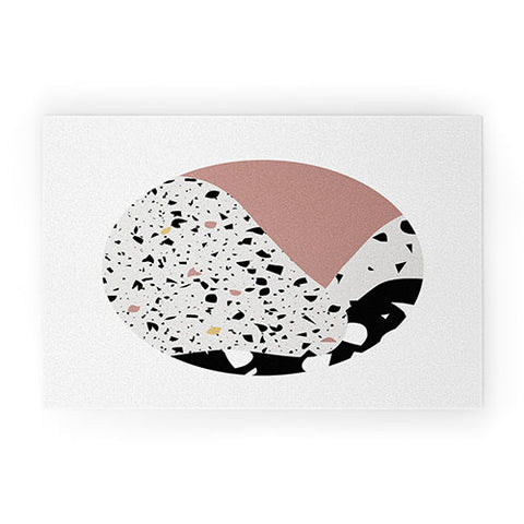 Mambo Art Studio Terrazzo in Pink Circle Welcome Mat