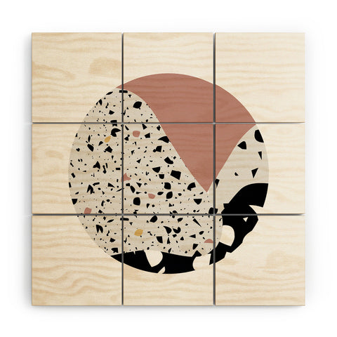 Mambo Art Studio Terrazzo in Pink Circle Wood Wall Mural