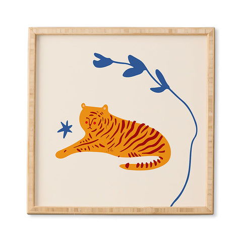 Mambo Art Studio Tiger and Leaf Framed Wall Art