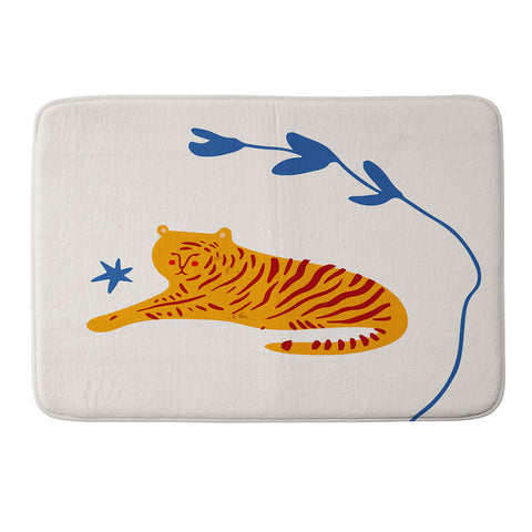 Mambo Art Studio Tiger and Leaf Memory Foam Bath Mat