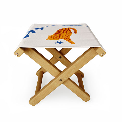 Mambo Art Studio Tiger and Leaf Folding Stool