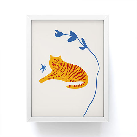 Mambo Art Studio Tiger and Leaf Framed Mini Art Print