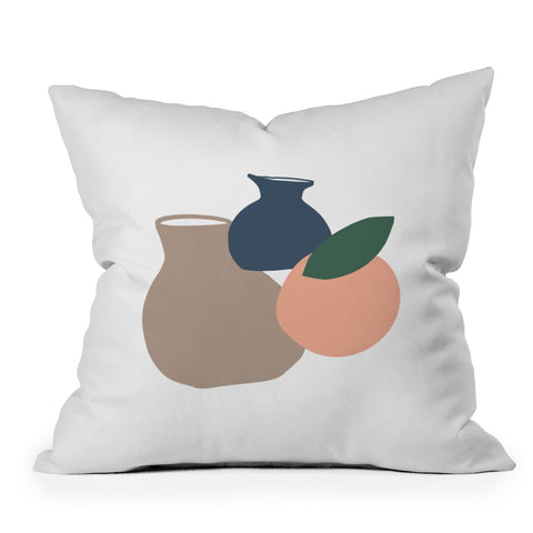 Mambo Art Studio Vases and Fruits Throw Pillow