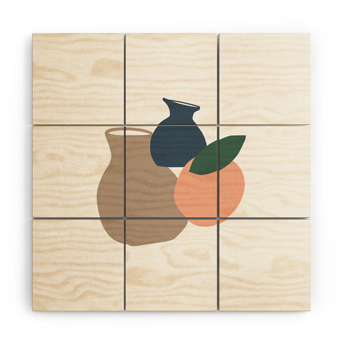 Mambo Art Studio Vases and Fruits Wood Wall Mural