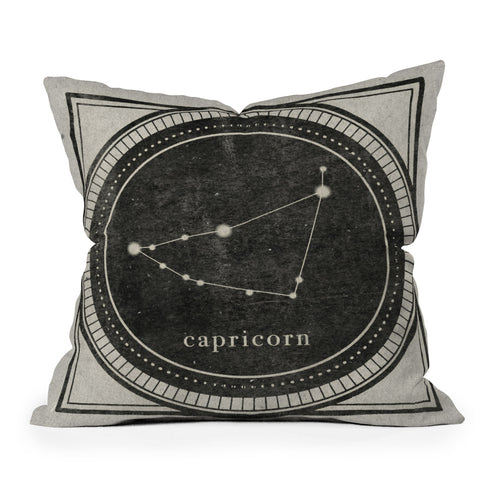Mambo Art Studio Vintage Astrology Capricorn Throw Pillow