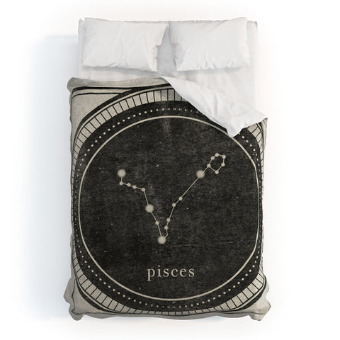Mambo Art Studio Vintage Astrology Pisces Duvet Cover