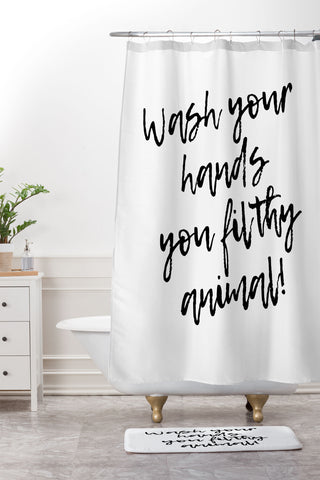 Mambo Art Studio Wash your hands Shower Curtain And Mat