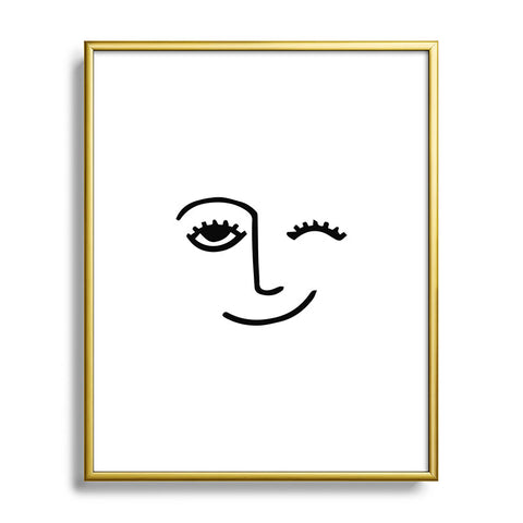 Mambo Art Studio Wink Face Metal Framed Art Print