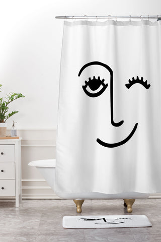 Mambo Art Studio Wink Face Shower Curtain And Mat