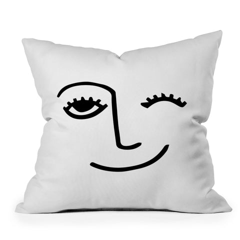 Mambo Art Studio Wink Face Throw Pillow