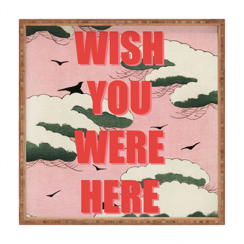 Mambo Art Studio Wish You Were Here Pink Clouds Square Tray