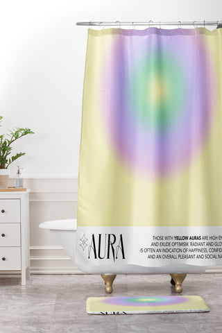 Mambo Art Studio Yellow Aura Shower Curtain And Mat