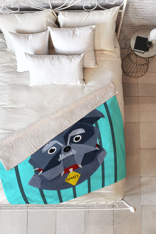 Mandy Hazell Dog Bot Fleece Throw Blanket