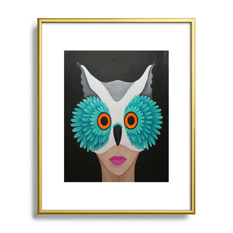 Mandy Hazell Owl Lady Metal Framed Art Print