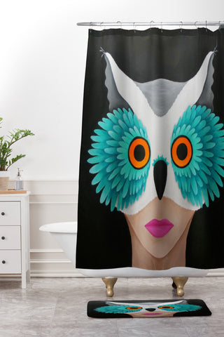 Mandy Hazell Owl Lady Shower Curtain And Mat