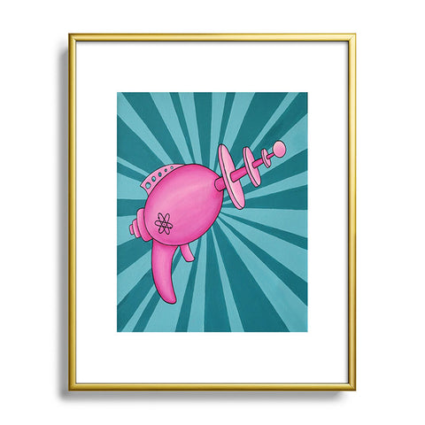 Mandy Hazell Pew Pew Pink Metal Framed Art Print