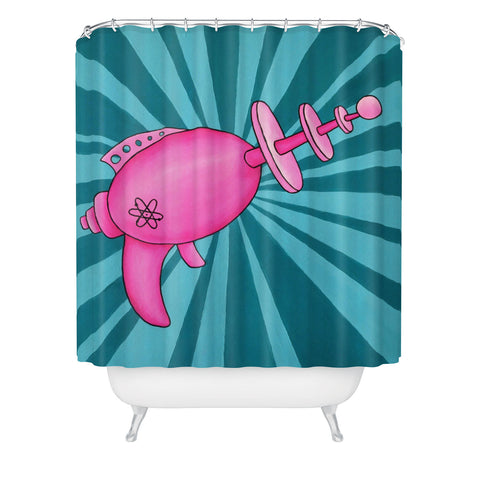 Mandy Hazell Pew Pew Pink Shower Curtain