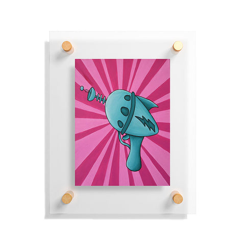 Mandy Hazell Pew Pew Teal Floating Acrylic Print