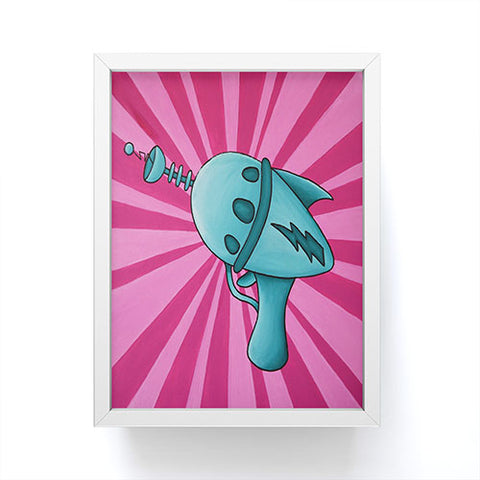 Mandy Hazell Pew Pew Teal Framed Mini Art Print