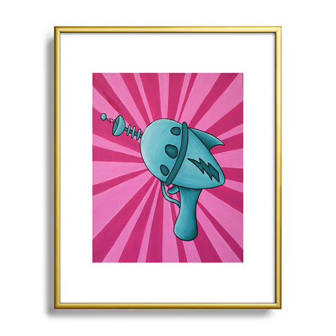 Mandy Hazell Pew Pew Teal Metal Framed Art Print