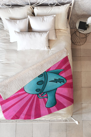 Mandy Hazell Pew Pew Teal Fleece Throw Blanket