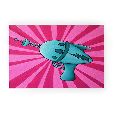 Mandy Hazell Pew Pew Teal Welcome Mat